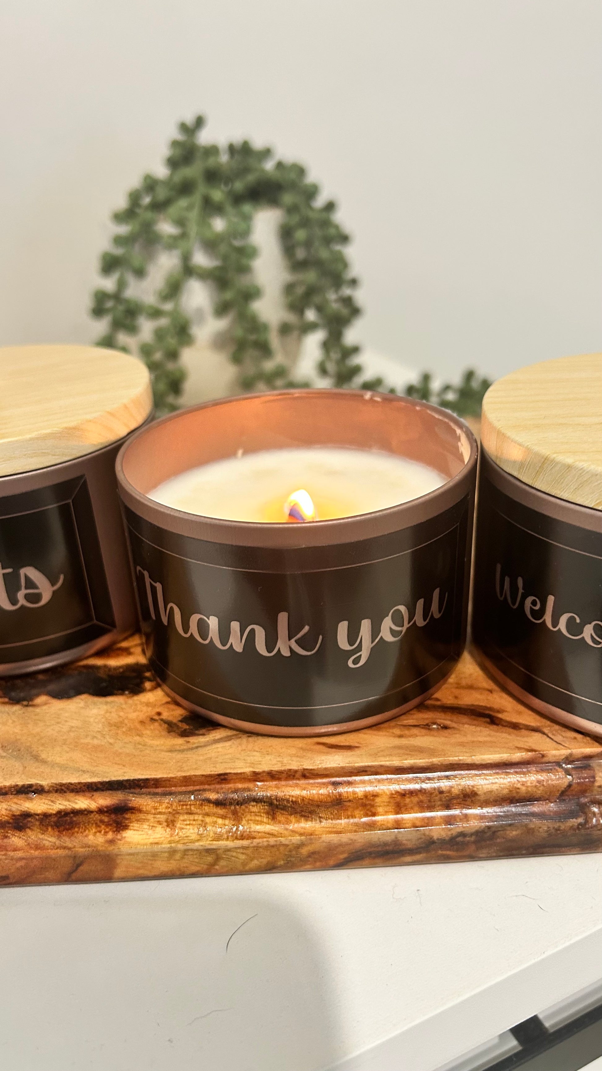 Hand-Poured Tropical Spice Candle with Vinyl Message