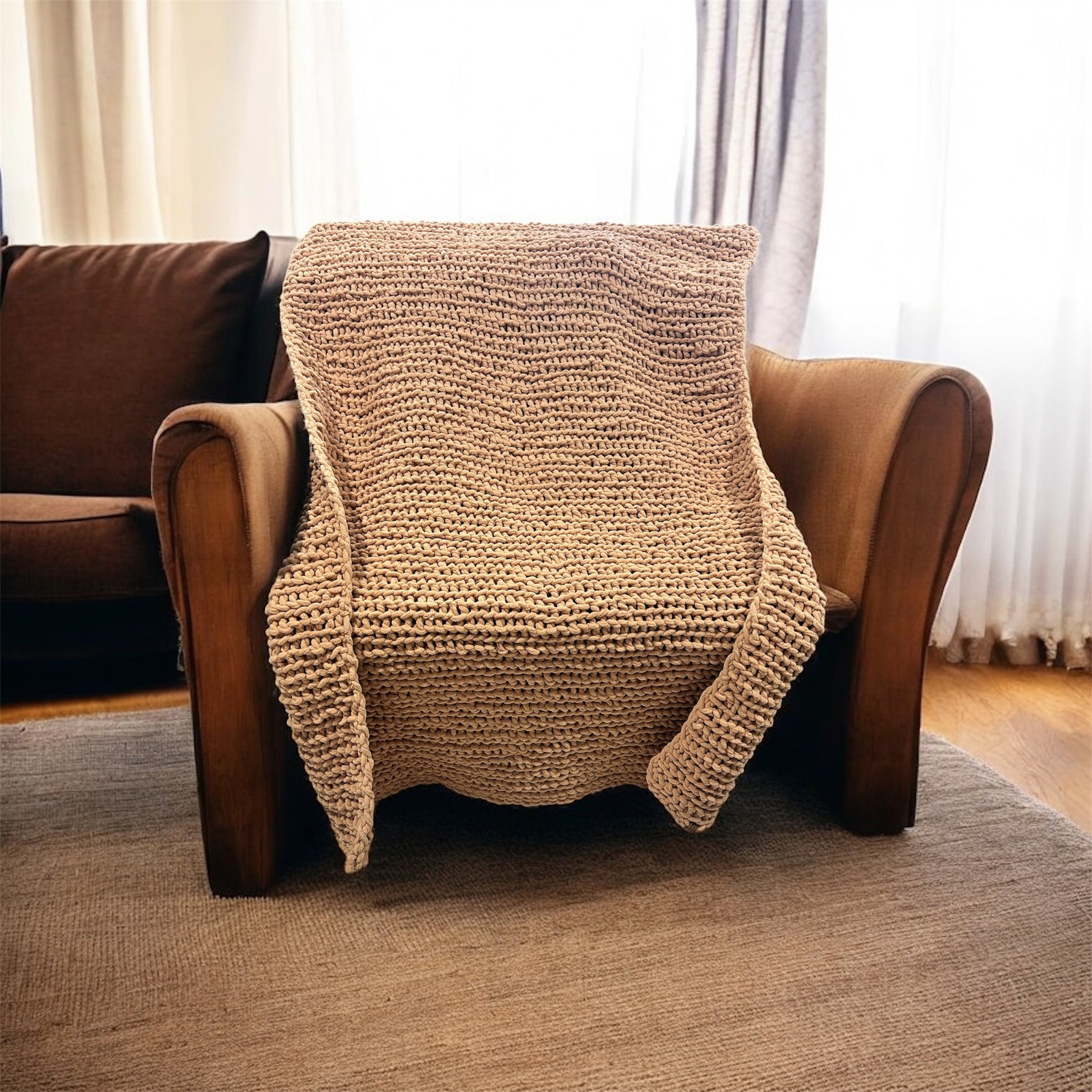 Soft light brown throw