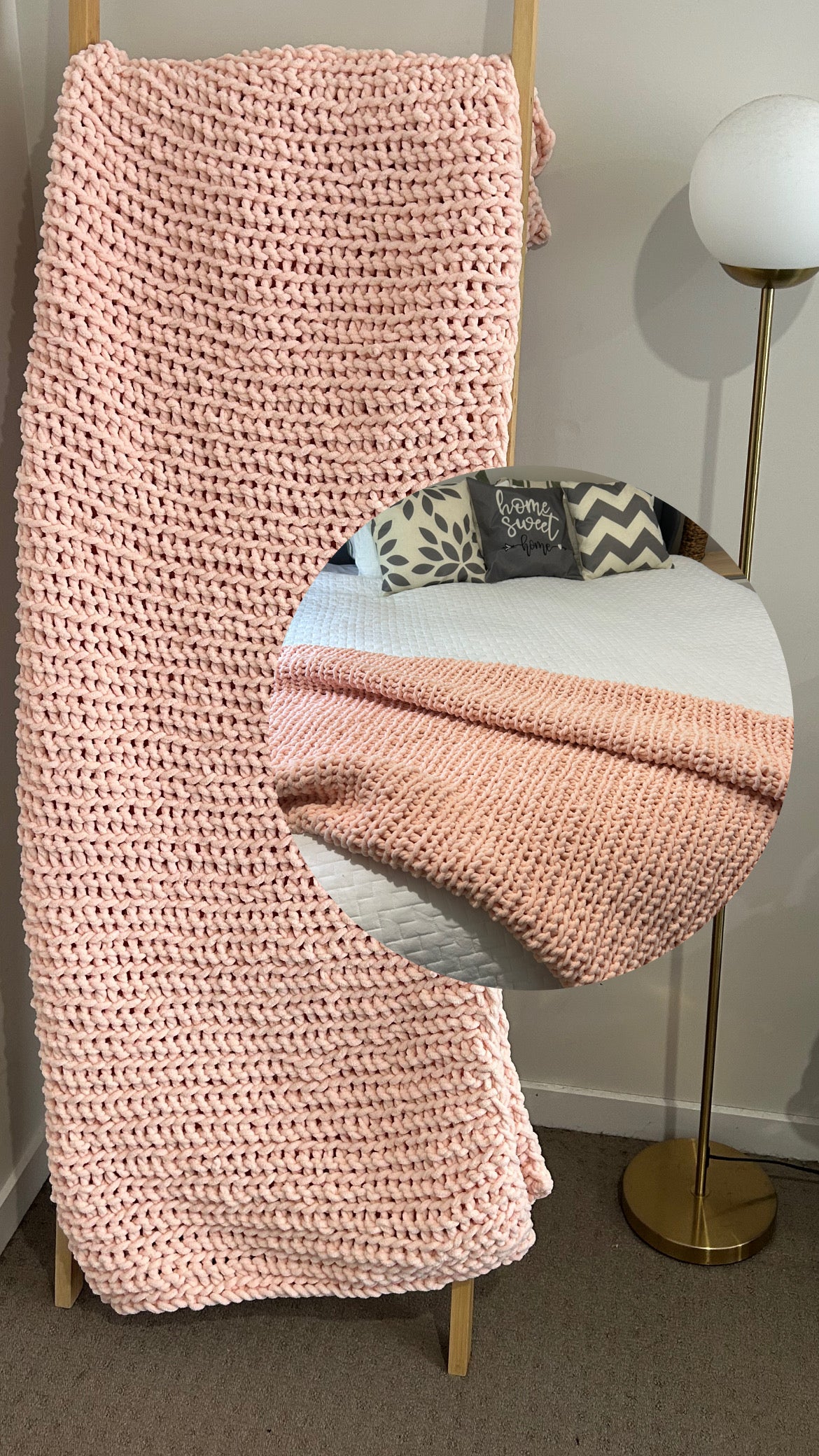 Handmade Crochet Blanket – Throw Size - Pink