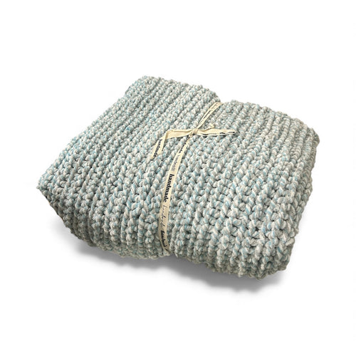 Blue grey white blend crochet throw