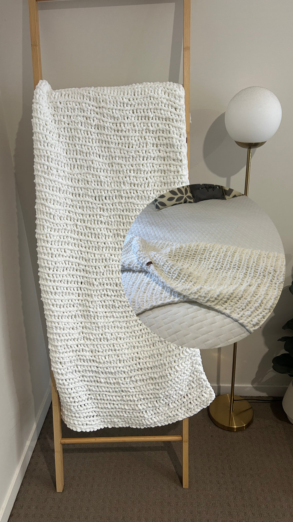 Handmade Crochet Blanket – Throw Size - White
