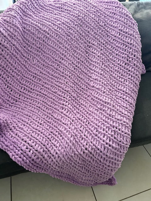 Handmade Crochet Throw Blanket - Purple