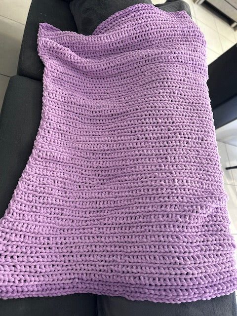 Handmade Crochet Throw Blanket - Purple