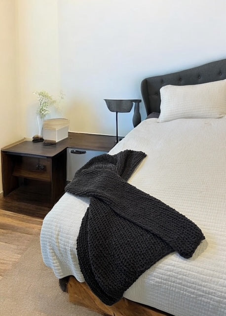 Handmade Crochet Blanket – Throw Size - Charcoal
