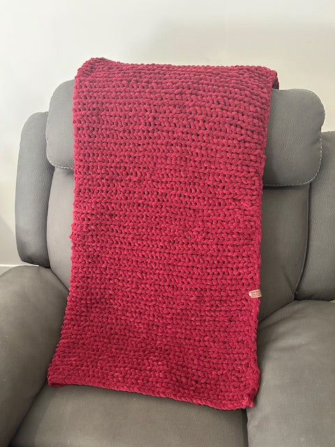 Handmade Crochet Blanket – Throw Size - Red wine
