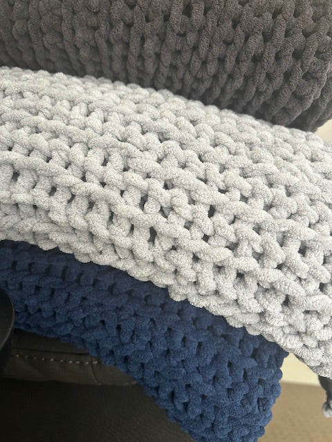 Handmade Crochet Blanket – Throw Size - Grey