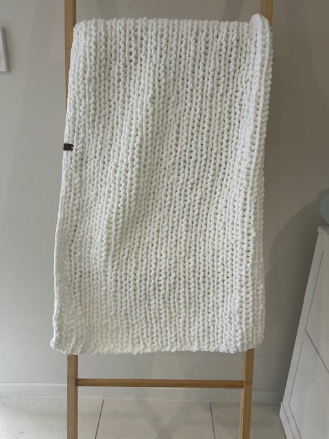 Handmade Crochet Blanket – Throw Size - White