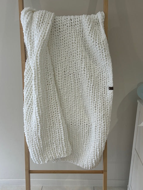 Handmade Crochet Blanket – Throw Size - White