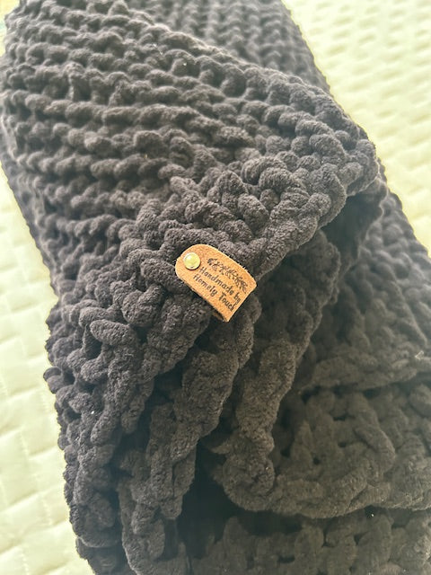 Handmade Crochet Blanket – Throw Size - Black