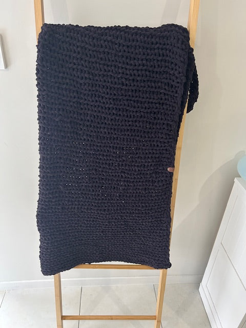Handmade Crochet Blanket – Throw Size - Black