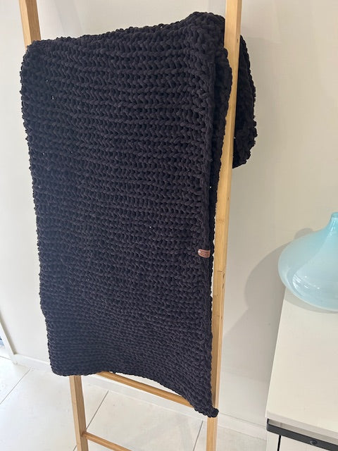Handmade Crochet Blanket – Throw Size - Black