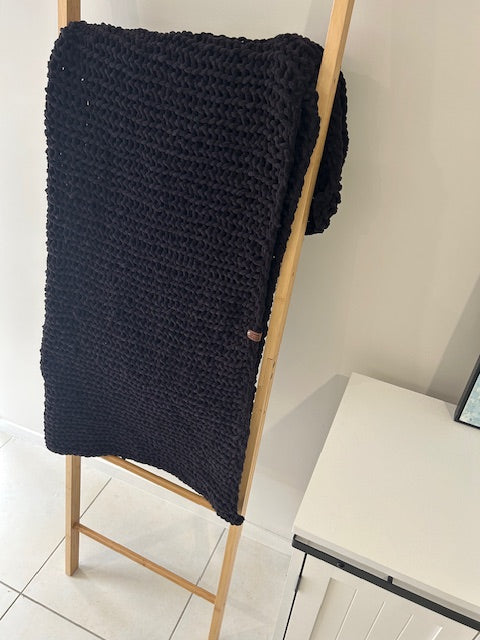 Handmade Crochet Blanket – Throw Size - Black