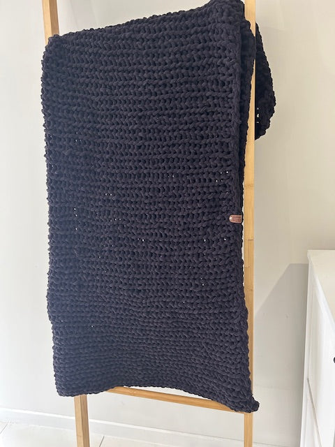 Handmade Crochet Blanket – Throw Size - Black