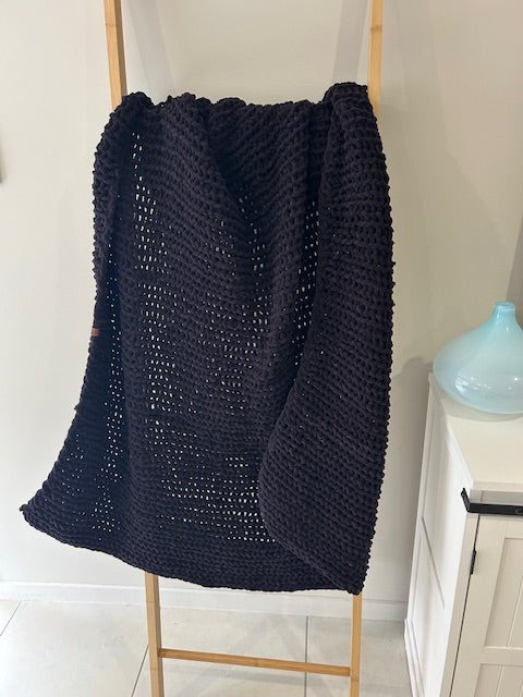 Handmade Crochet Blanket – Throw Size - Black