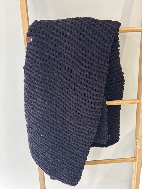 Handmade Crochet Blanket – Throw Size - Black