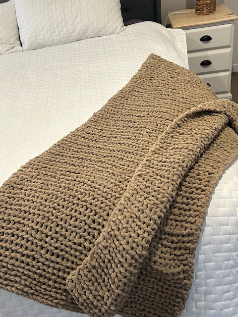 Handmade Crochet Blanket – Throw Size - Brown