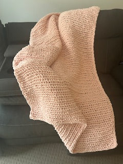 Handmade Crochet Blanket – Throw Size - Pink
