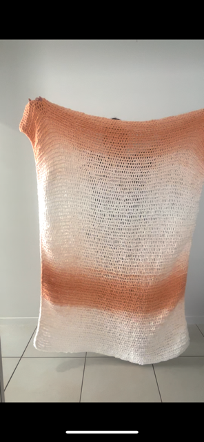 Handmade Crochet Throw Blanket - Peach Ombre