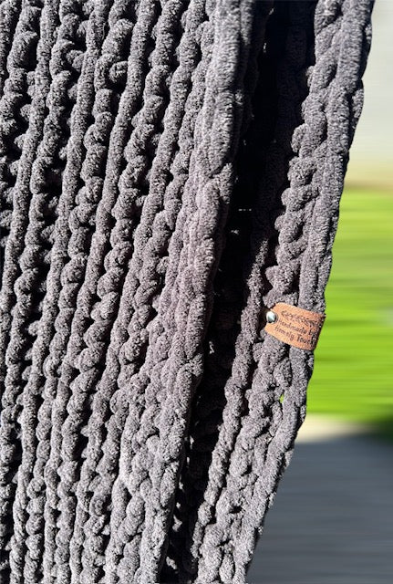Handmade Crochet Blanket – Throw Size - Charcoal