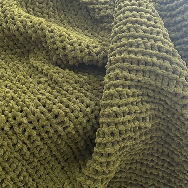 Handmade Crochet Blanket – Throw Size - Green